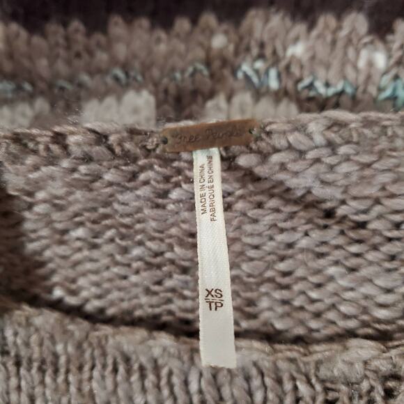 Free People Oversized Fair Isle Wool Mohair Slouchy Knit Sweater Womens Size XS - Picture 9 of 12